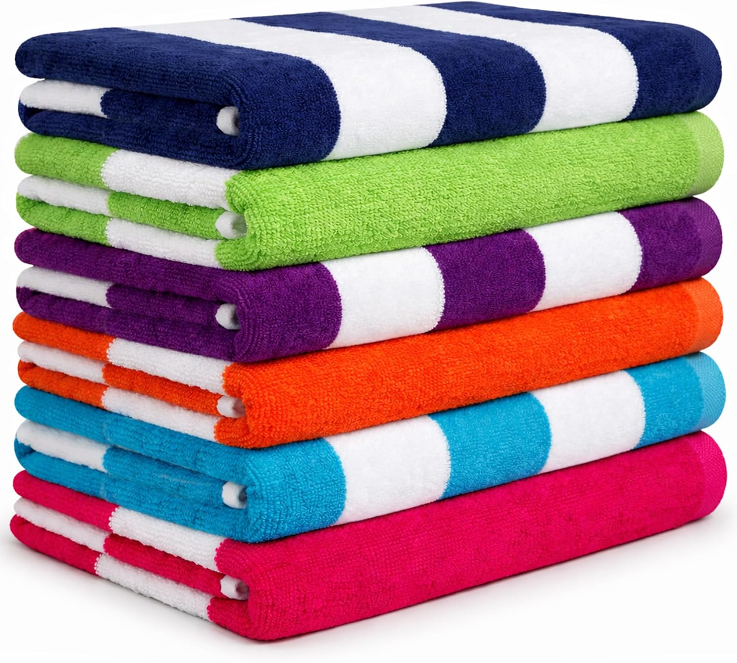 AUCT 19927 - Beach Towels 6 Pack Large 30x60-100% Cotton Beach & Pool Towels Bulk Cabana Stripe - Quick