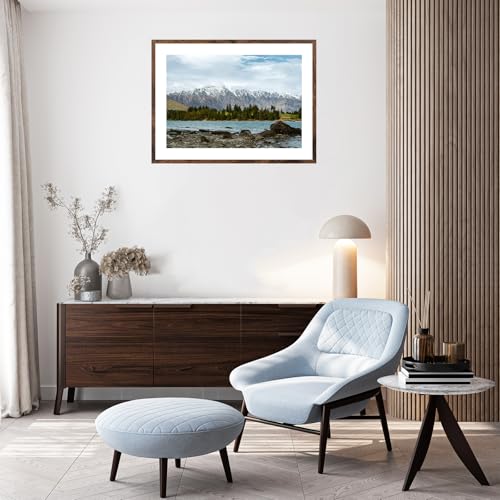 AUCT 18802 - Wood 20x28 Picture Frame with 16x24 Mat, Display 16x24 with Mat or 20x28 Without Mat, Wood - Image 3