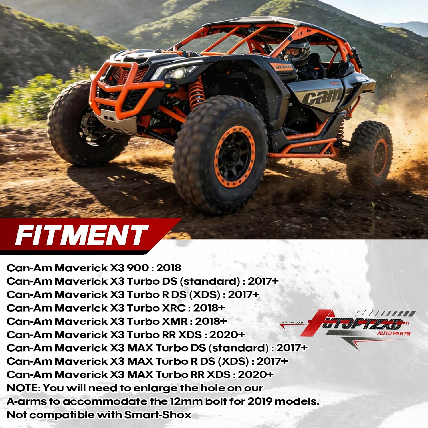 AUCT 18358 - $248 High Clearance Front Upper & Lower A-Arms Kit for 2017+ UP Can-Am Maverick X3 (64" - Image 2