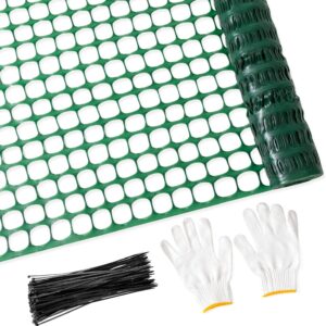 AUCT 18184 - 4'x100' Plastic Mesh Fence for Garden with 100 Zip Ties, Green | Reusable HDPE mesh fence,