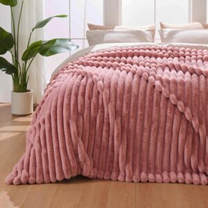AUCT 18379 - Lotus Karen Fluffy Faux Fur Throw Blanket for Couch Bed, Large 650GSM King Size Cozy Soft