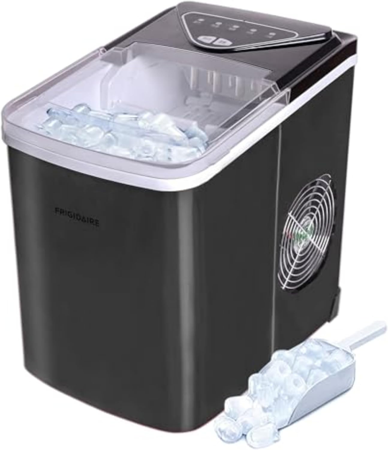 AUCT 18436 - $67 Frigidaire EFIC123-SSBLACK Compact Countertop Ice Maker, 26lbs of Ice per Day, Black S
