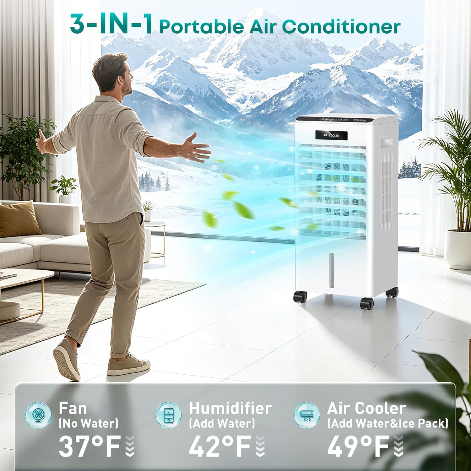AUCT 18122 - Portable Air Conditioners, 3-IN-1 Evaporative Swamp Air Cooler 8L, Windowless Portable AC - Image 4