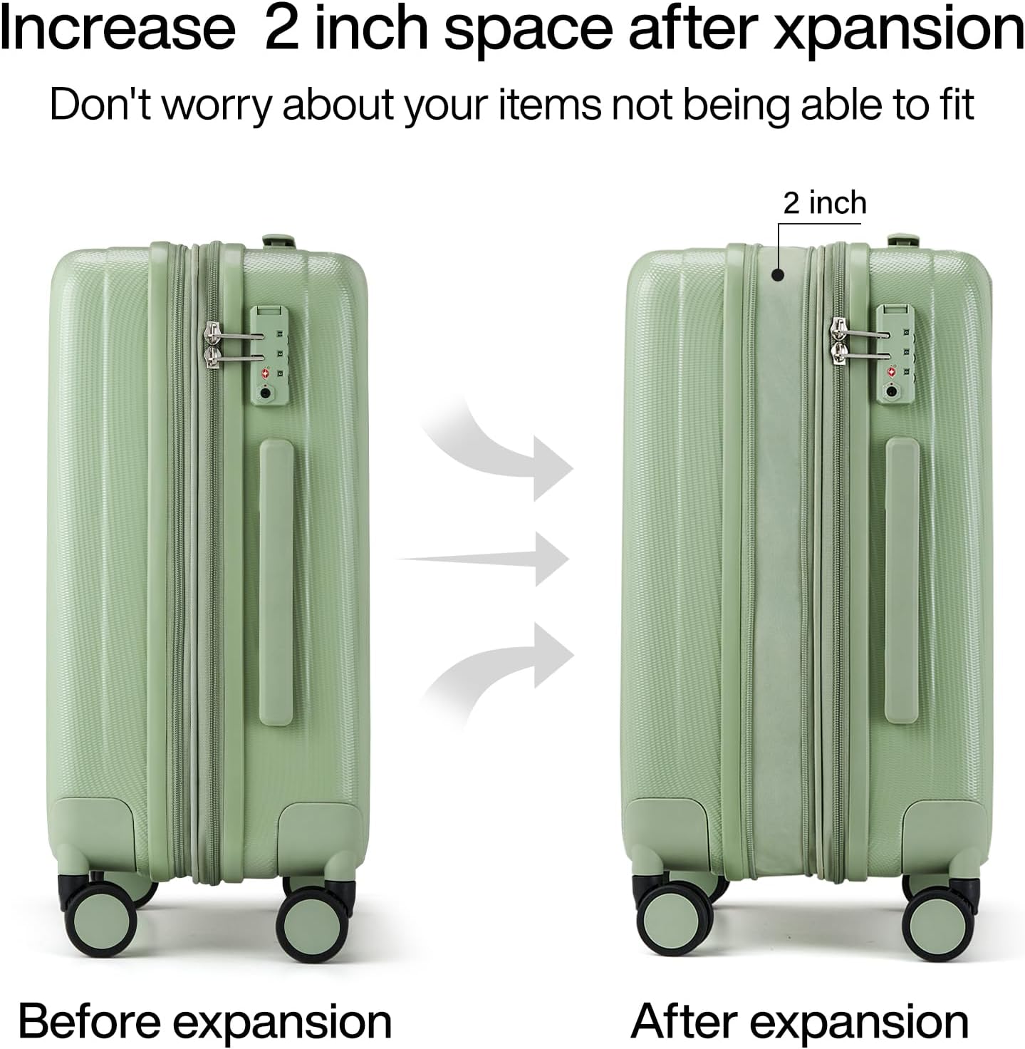 AUCT 17936 - $127 Hanke Expandable Hard Shell Luggage Sets 2 piece Carry on Luggage with Wheels Suitcas - Image 3