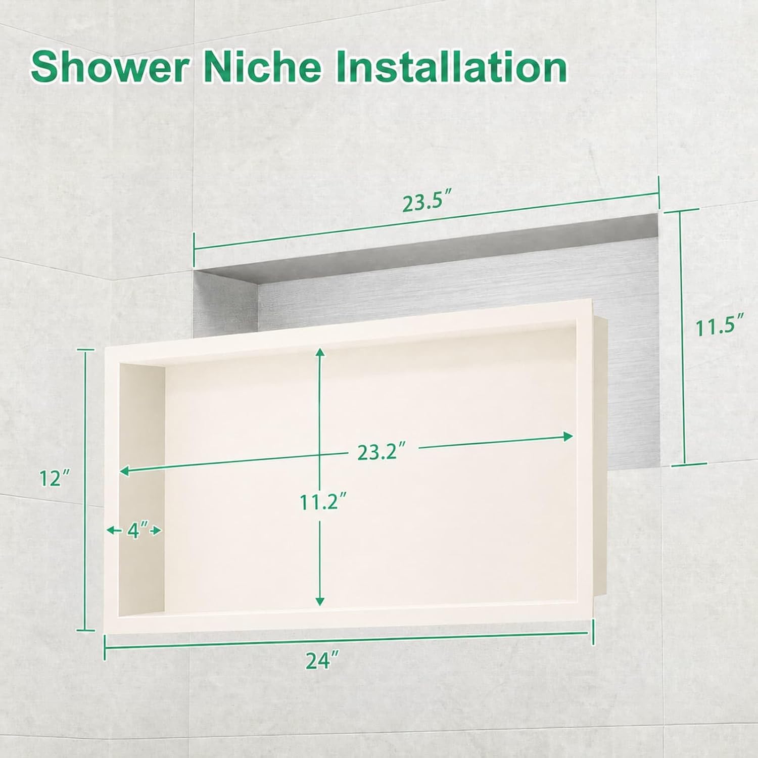 AUCT 18389 - $79 SaniteModar Stainless Steel Shower Niche Insert 24" x 12" Warm White | No Tile Needed, - Image 2