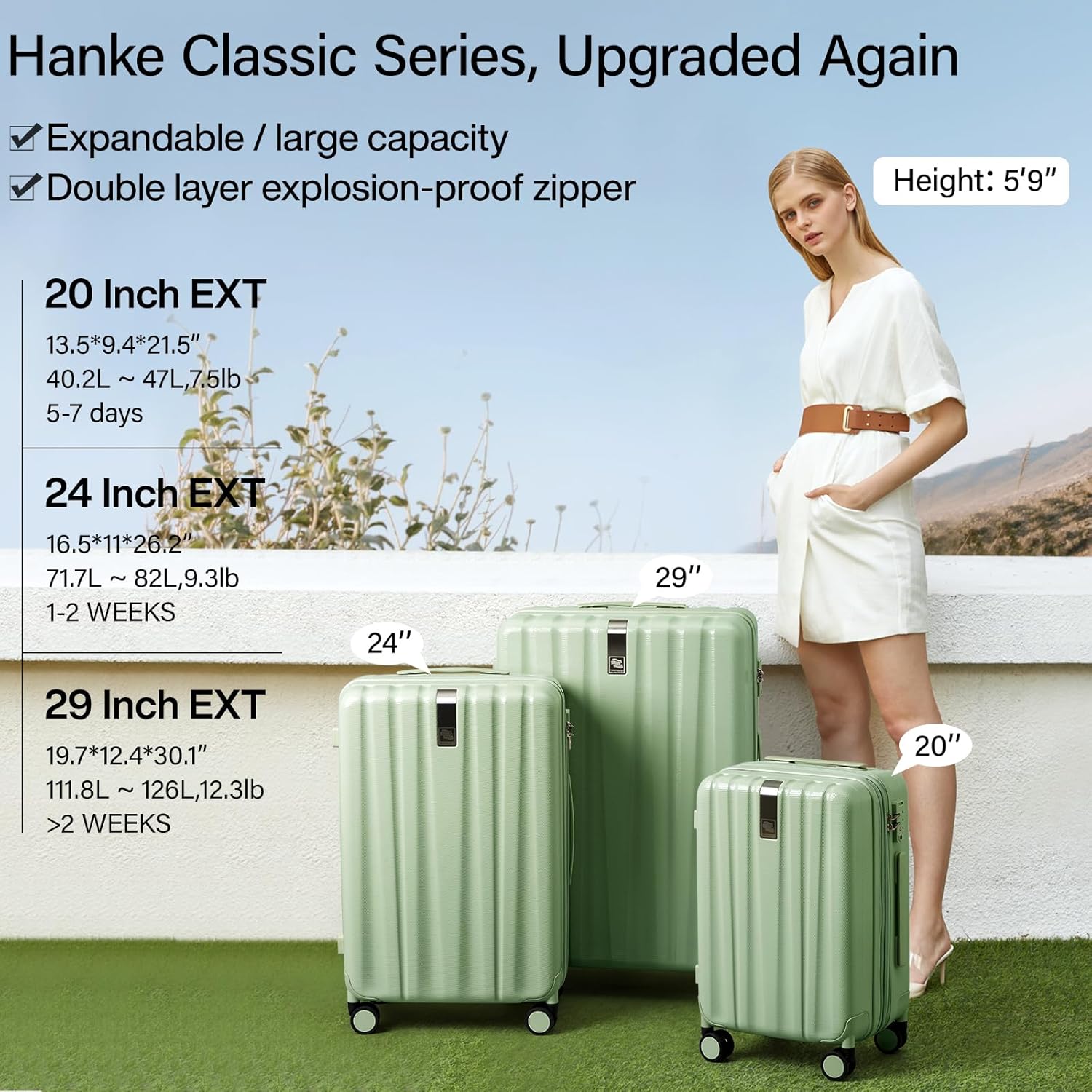 AUCT 17936 - $127 Hanke Expandable Hard Shell Luggage Sets 2 piece Carry on Luggage with Wheels Suitcas - Image 2