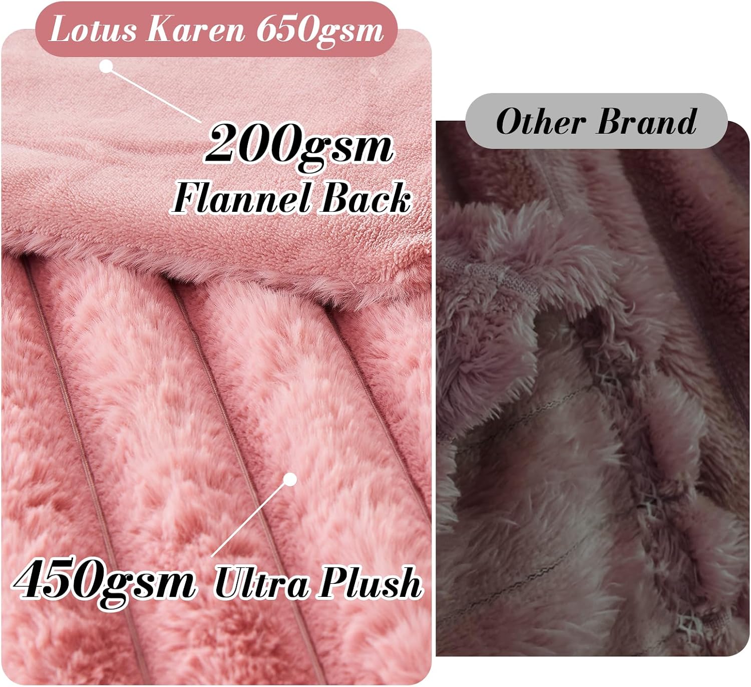 AUCT 18379 - Lotus Karen Fluffy Faux Fur Throw Blanket for Couch Bed, Large 650GSM King Size Cozy Soft - Image 3