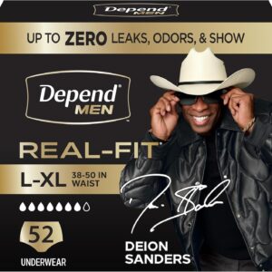 AUCT 18551 - Depend Real Fit Incontinence Underwear for Men, L/XL, 52 Count