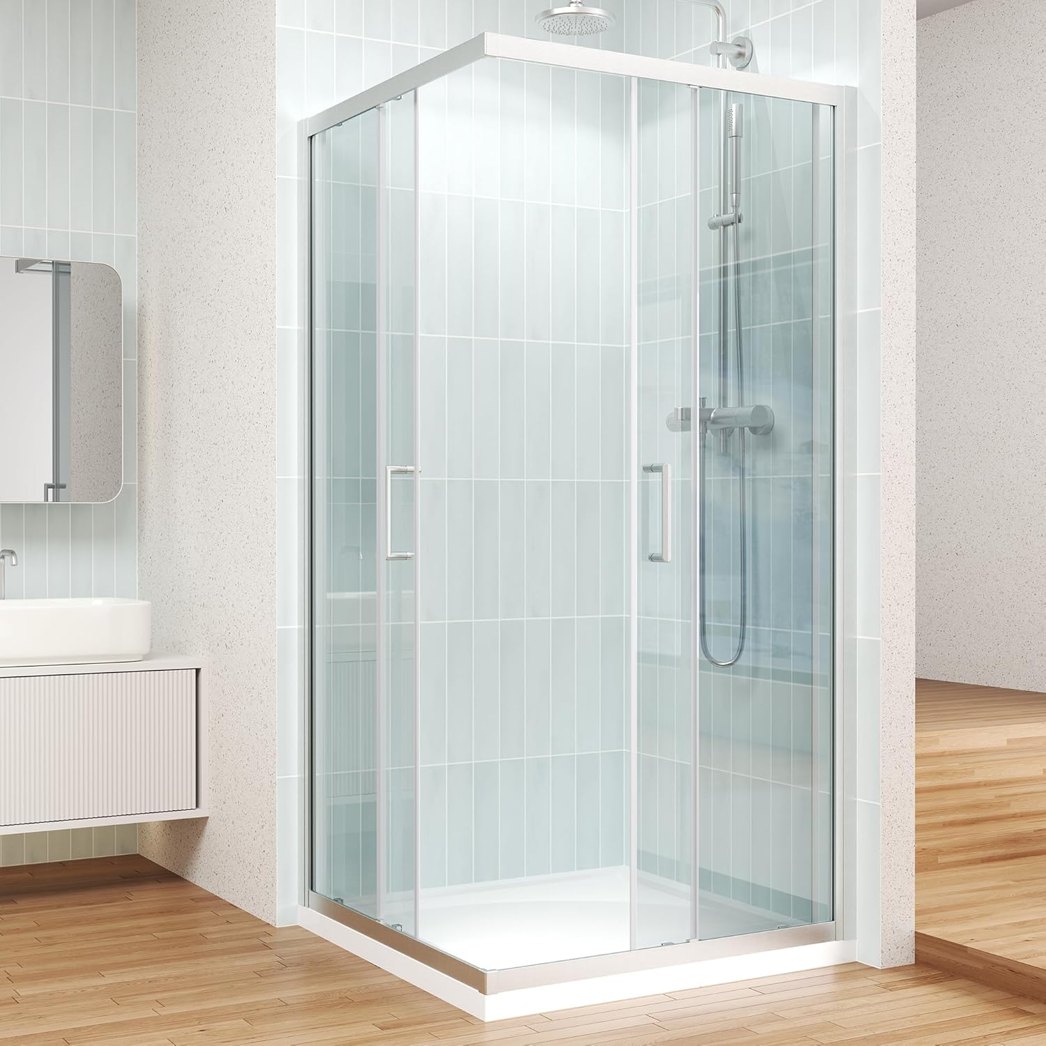 AUCT 18322l - $379 Corner Shower Door 36" x 36" x 72", Glass Shower Enclosure, Brushed Nickel | 1/4" SGC - Image 2