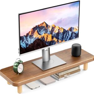 AUCT 18442 - Monitor Stand Riser, 24 Inch Wood Desk Organizer with Monitor Stand & Storage Computer Mon