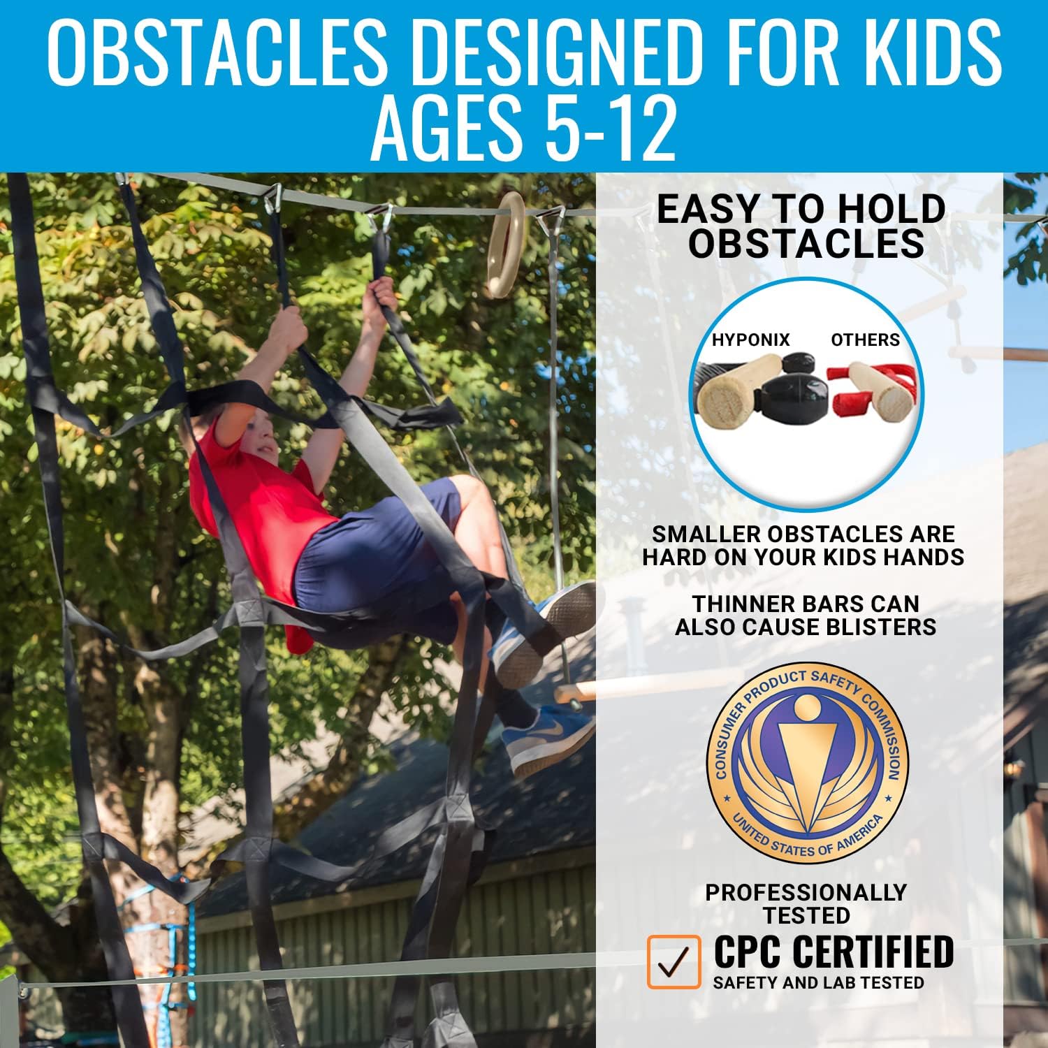 AUCT 18416 - $170 Hyponix Ninja Warrior Obstacle Course for Kids, 2 x 60 ft, 13 Obstacles | Ninja Slack - Image 4