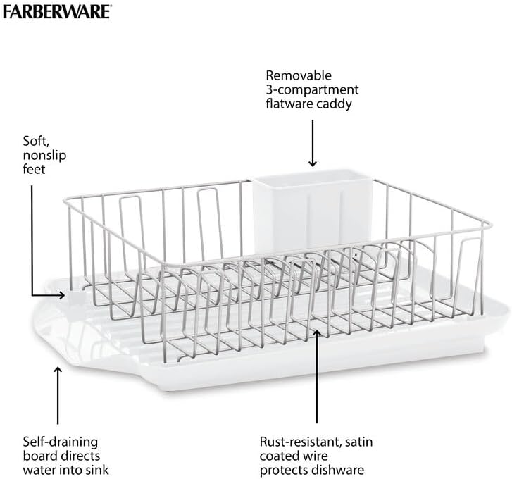 AUCT 18404 - Farberware Classic Large Rust Resistant Full Dishrack with Removable 3 Compartment Flatwar - Image 2