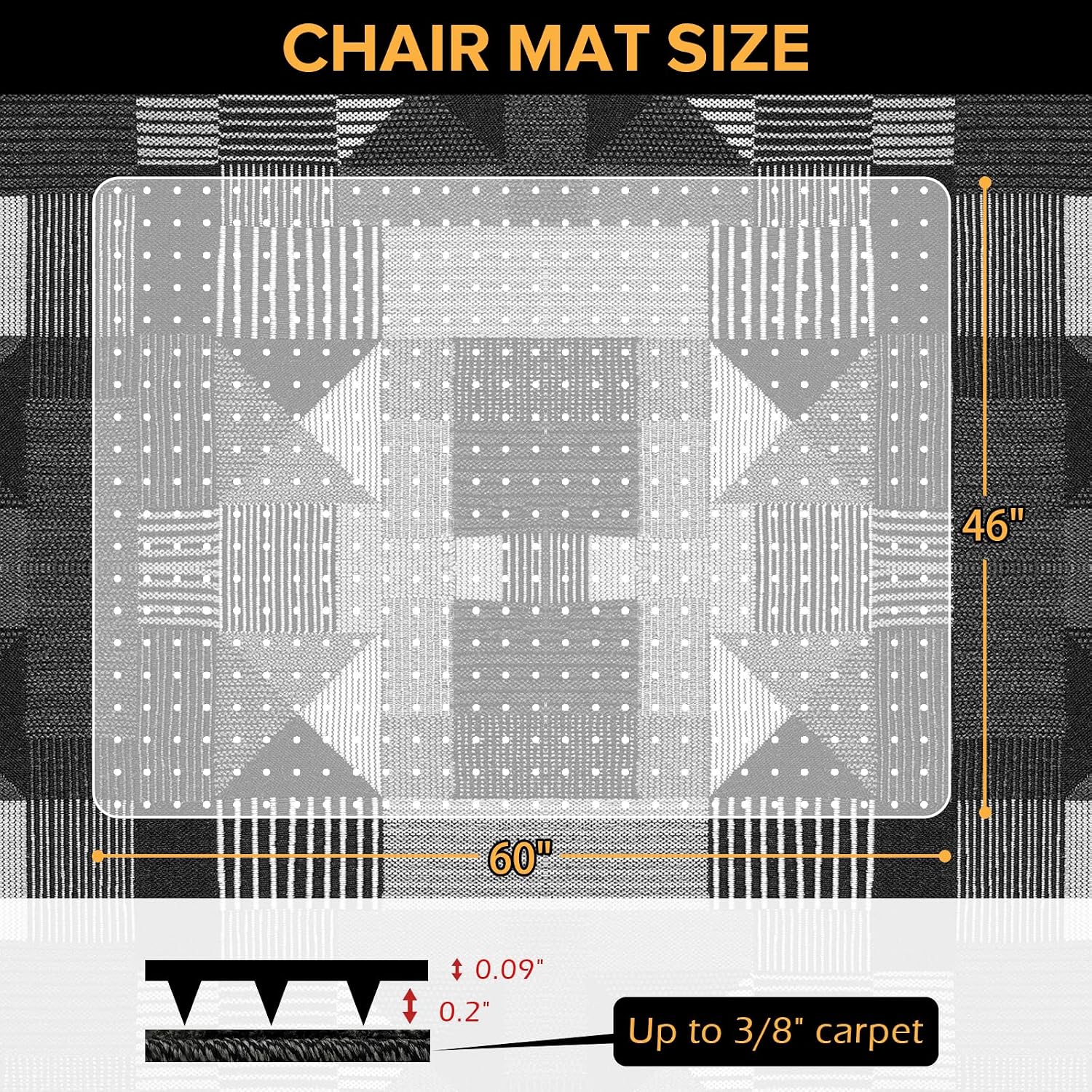 AUCT 19611 - Clear Chair Mat for Carpet, QQpony 46" x 60" Office Chair Mat for Carpeted Floors, Heavy D - Image 2