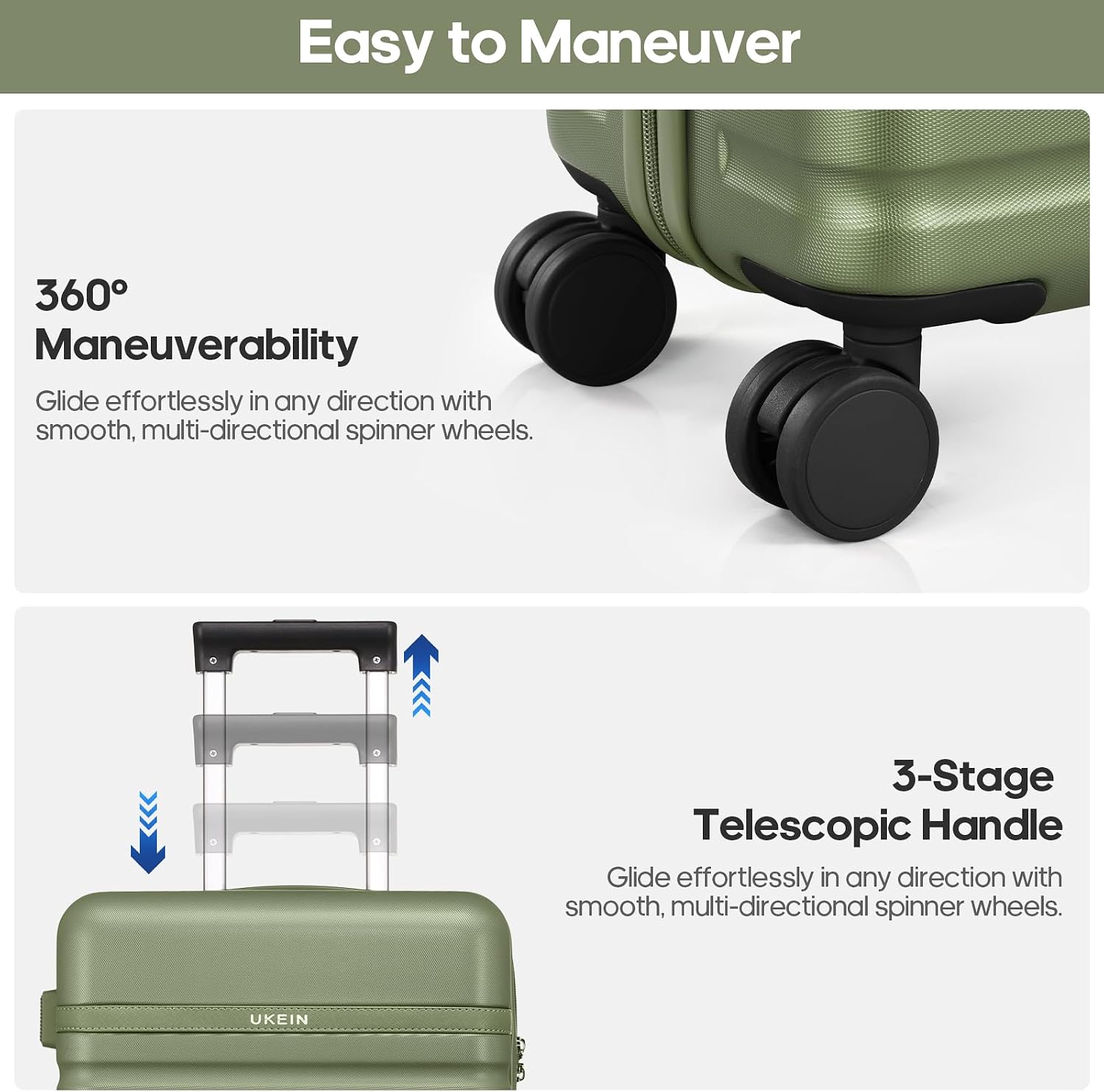AUCT 18514 - $85 UKEIN Luggage Sets 3Piece, Carry On Luggage 20in Suitcase Set With Backpack | Carry On - Image 4