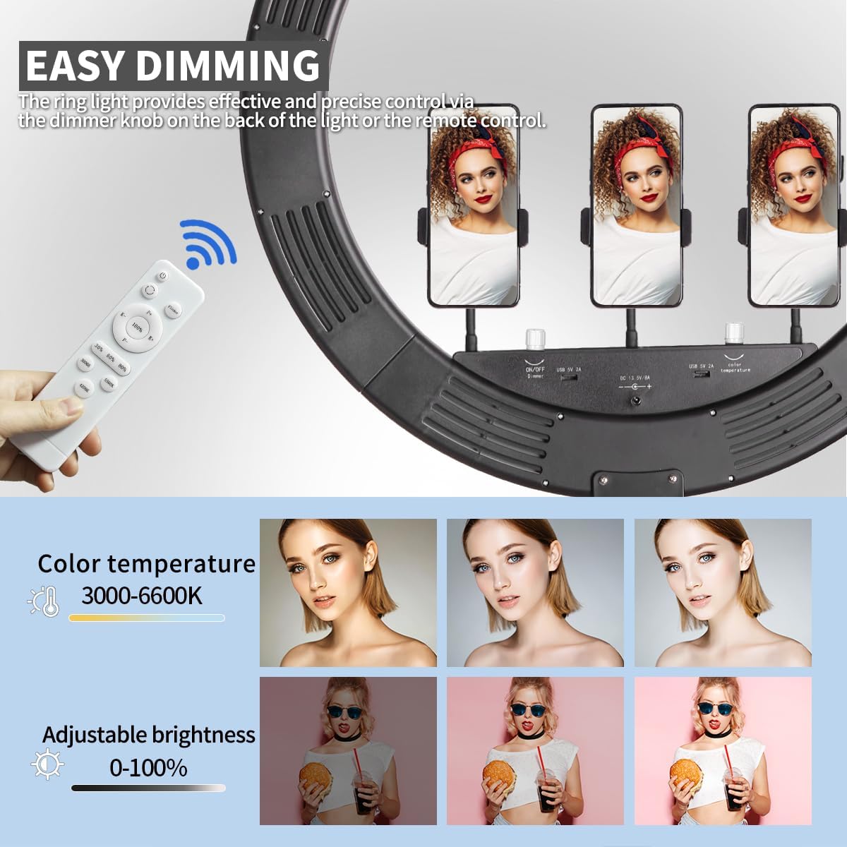 AUCT 19070 - $140 25 ' Ring Light Wall Mount with Phone Holder, Overhead Stand - Image 4