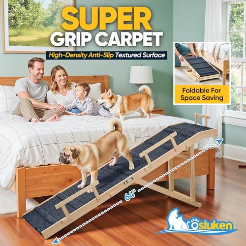 AUCT 18904 - $160 Dog Ramp for Bed with Rails, 64" Long Foldable Pet Ramp for Small Large Dogs, Dog Ram - Image 4