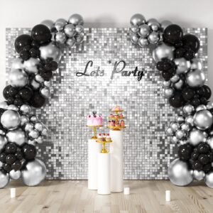 AUCT 18586 - $120 COKAOBE LiteGrid Series Shimmer Wall Backdrop - 48Pcs Silver | Square Sequin Shimmer