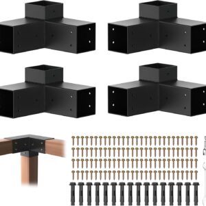 AUCT 18712 - $52 Pergola Brackets, Heavy Duty 3-Way Pergola Kit for 4"x 4" (Actual 3.5" X 3.5") Lumber,