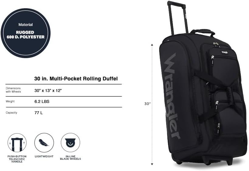 AUCT 18462 - Wrangler Wesley Rolling Duffel Bag - Image 2