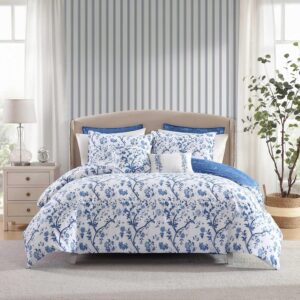 AUCT 18381 - $130 Laura Ashley - King Comforter Set, Reversible Cotton Bedding, Includes Matching Shams