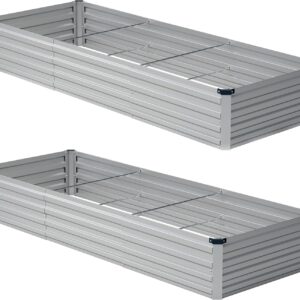 AUCT 19537 - $66 zunatu 10x2x1ft(2 Pack) Galvanized Raised Garden Bed,Outdoor Planter Boxes Metal Patio