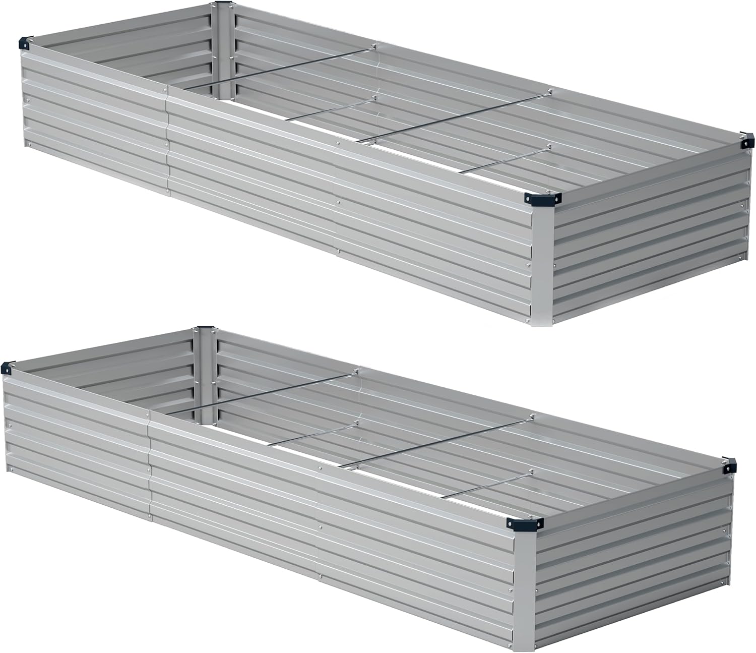 AUCT 19537 - $66 zunatu 10x2x1ft(2 Pack) Galvanized Raised Garden Bed,Outdoor Planter Boxes Metal Patio