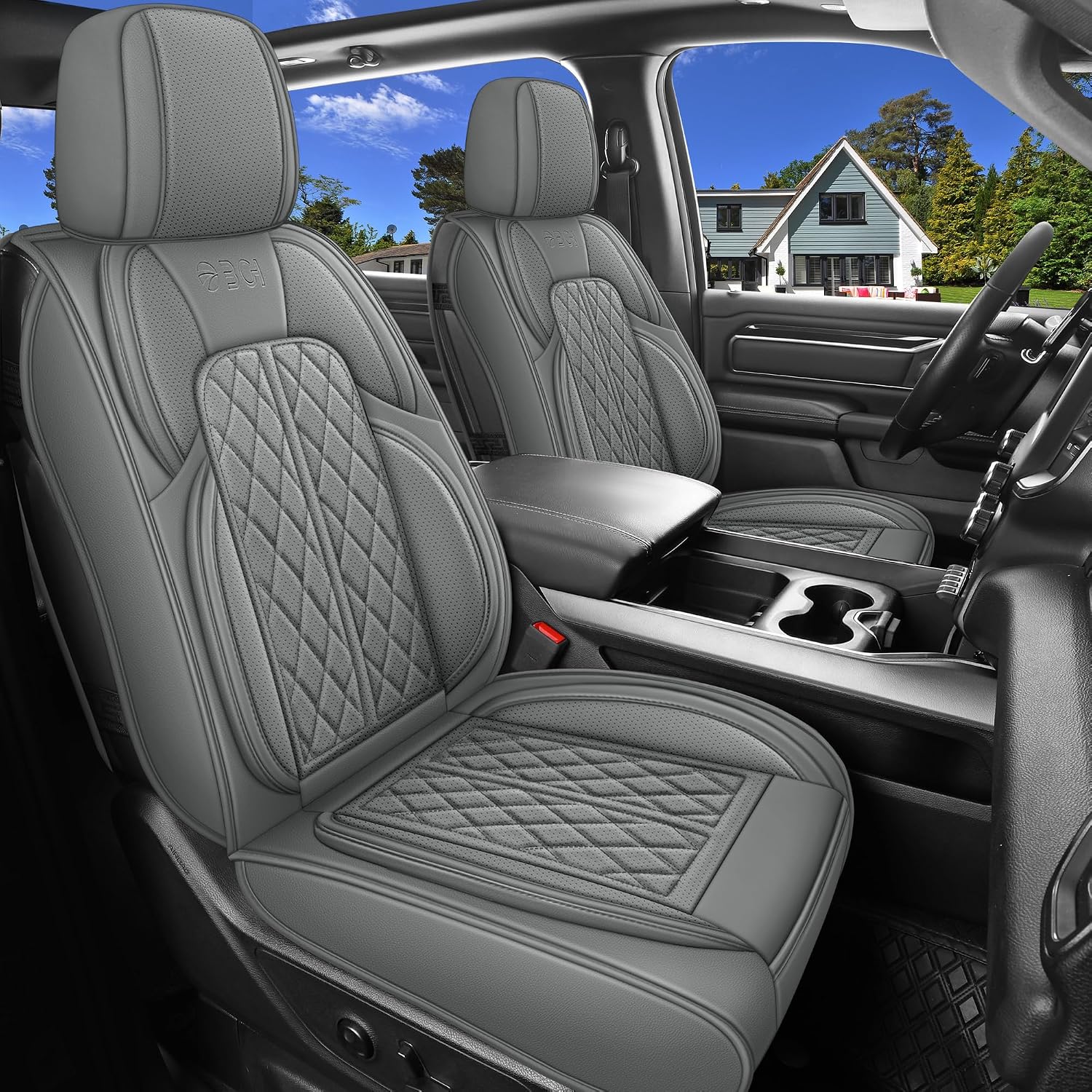 AUCT 17571 - $102 Car Seat Cover Custom Fit for Dodge Ram 1500 2500 3500 2002-2026 Faux Leather Seat Co