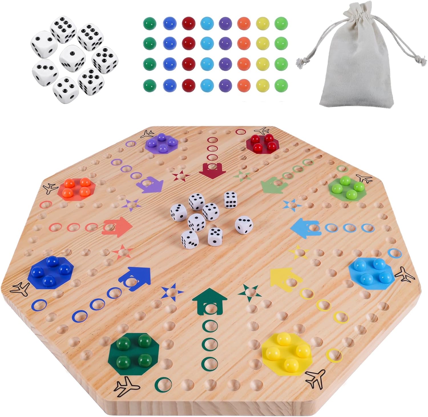 AUCT 18720 - $63 Original Marble Game Wahoo Board Game Double Sided Painted Wooden Fast Track Board Gam