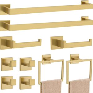 AUCT 20143 - $68 23.6Inch Brushed Gold Towel Bar Set, 10 Pieces Bathroom Accessories Set, SUS304 Stainl