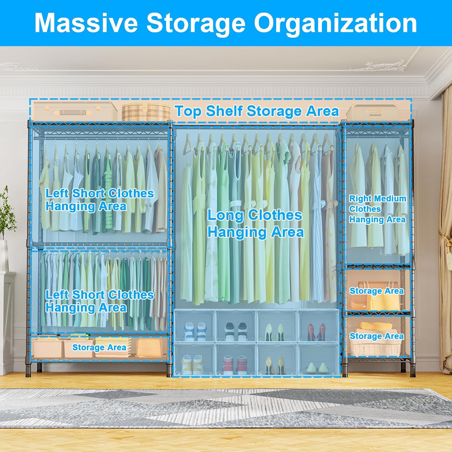 AUCT 19186 - $110 Ulif E10 Clothes Rack With Stretchable Hanger Rod Freestanding Clothing Racks for Han - Image 3