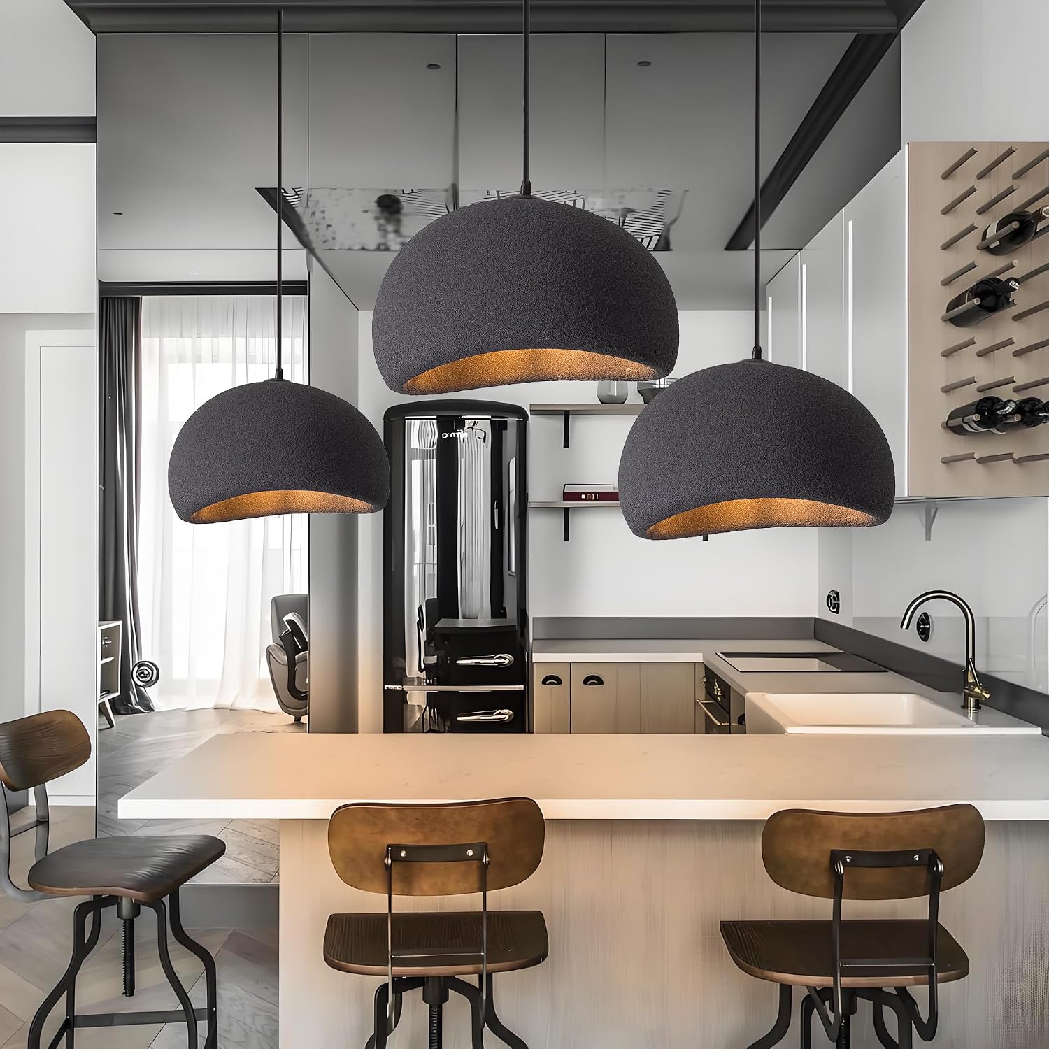 AUCT 19194 - $229 19.7 Inch Pendant Light Fixture for Kitchen Island Dining Room,Japanese Wabi-Sabi Sty - Image 3