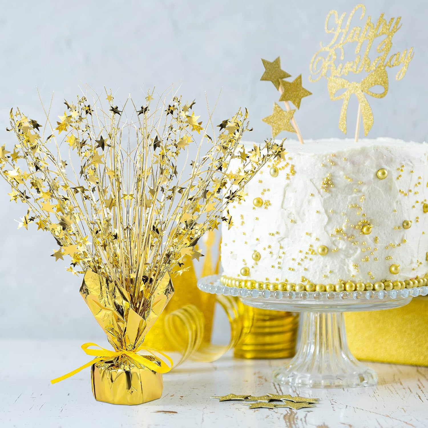 AUCT 17868 - $55 Crowye 26 Pcs Metallic Foil Spray Centerpiece Party Star Decoration Table Decor for Bi - Image 4