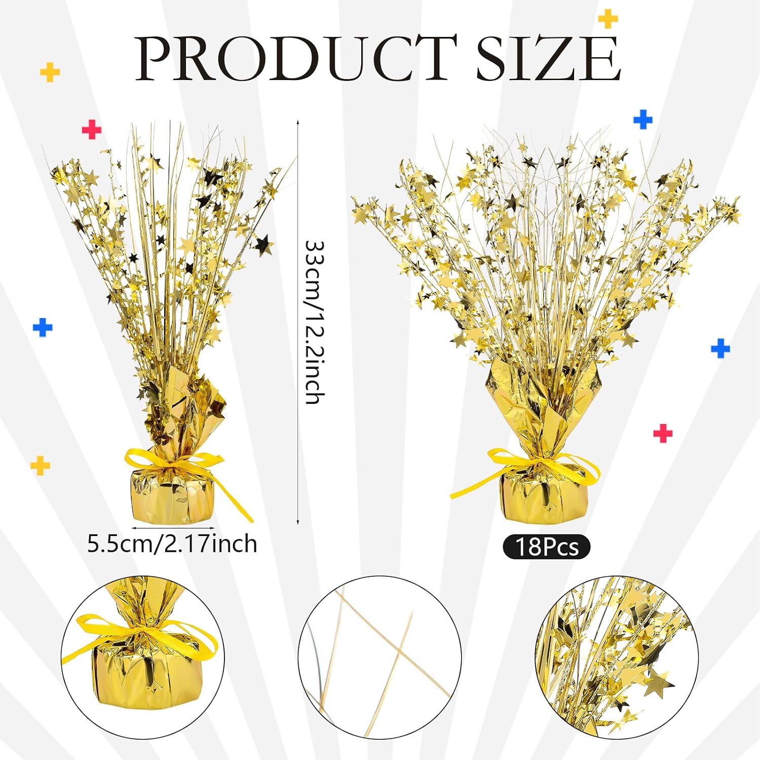 AUCT 17868 - $55 Crowye 26 Pcs Metallic Foil Spray Centerpiece Party Star Decoration Table Decor for Bi - Image 3