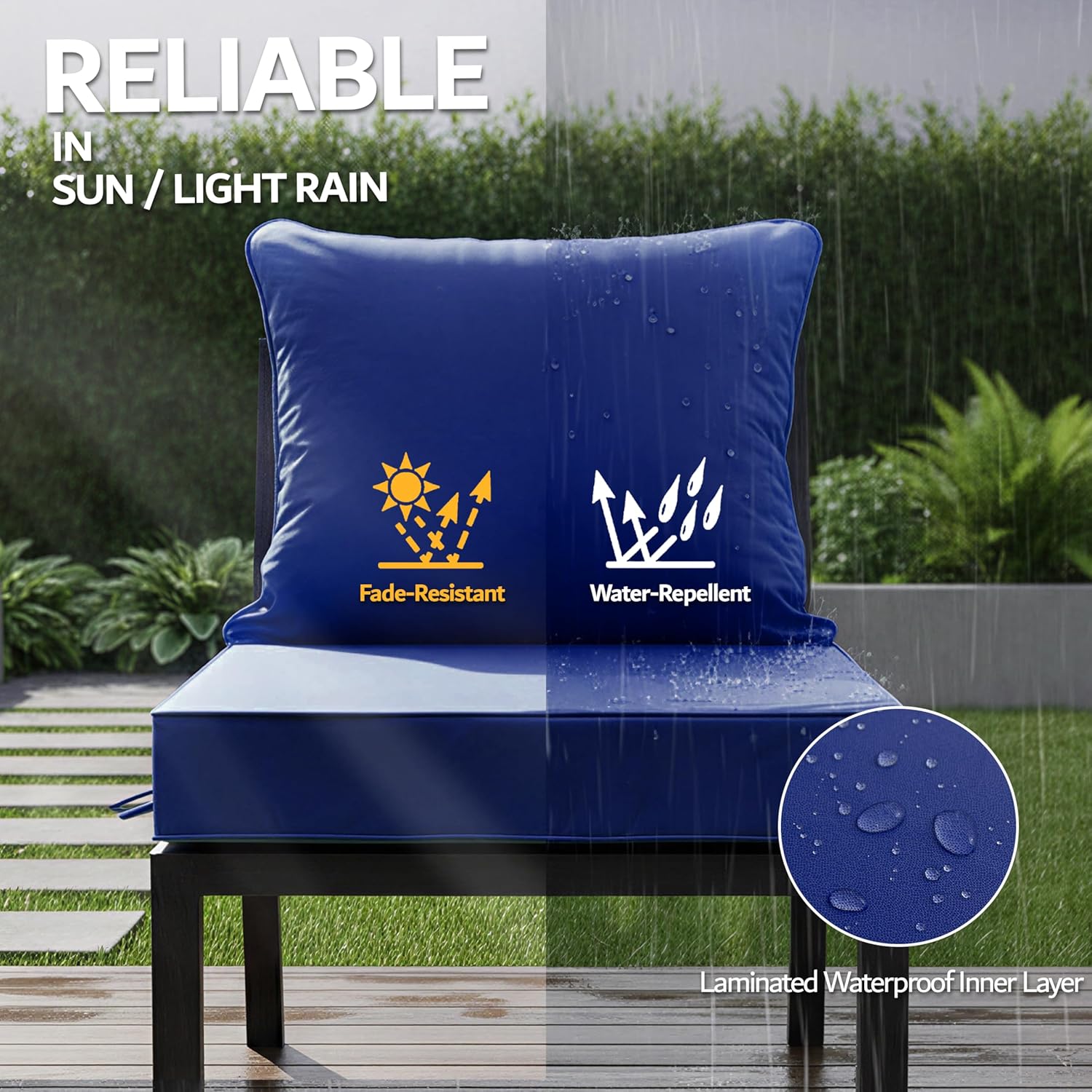 AUCT 18526 - $73 22x22 Inch Patio Chair Cushions Set of 2, Outdoor Furniture Cushions - Removable Cover - Image 3