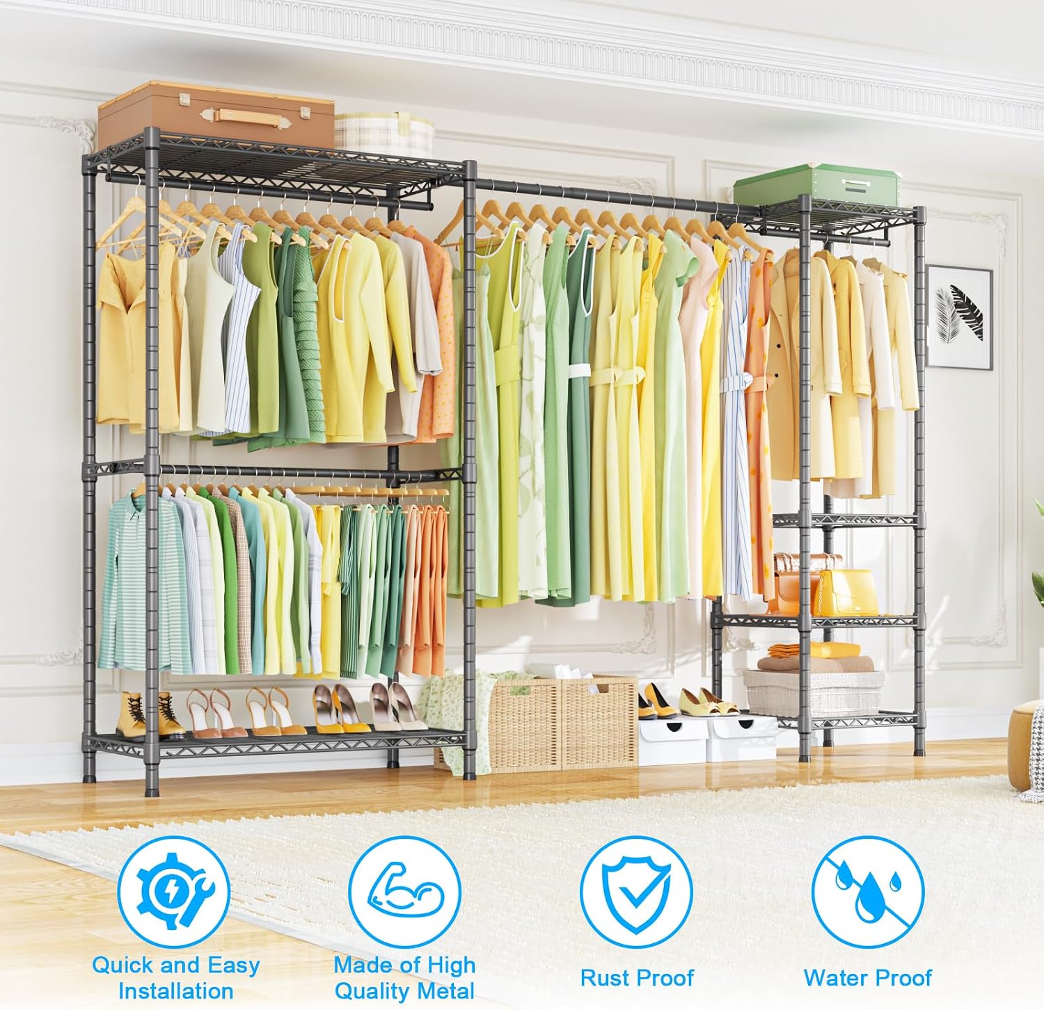 AUCT 19186 - $110 Ulif E10 Clothes Rack With Stretchable Hanger Rod Freestanding Clothing Racks for Han - Image 4