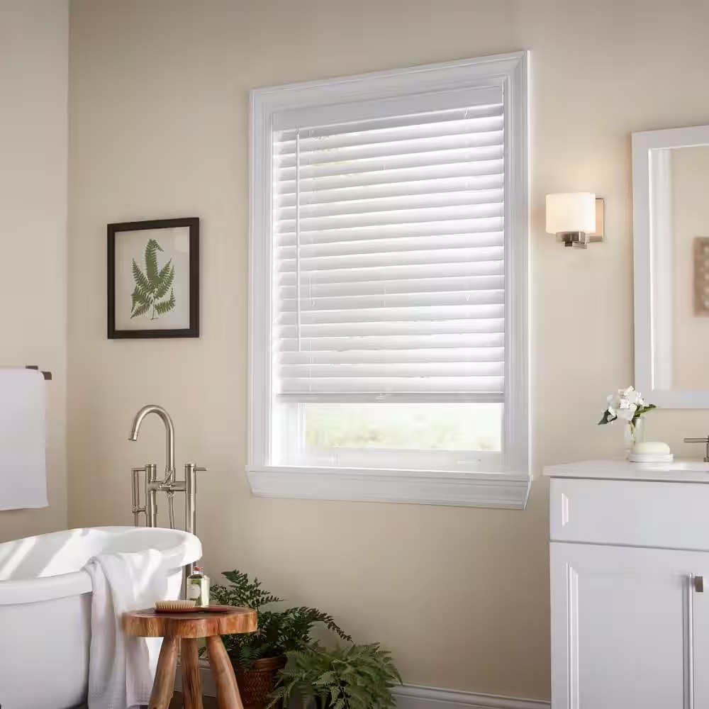 AUCT 18496 - $378 9 units - White Cordless Faux Wood Blinds for Windows with 2 in. Slats - 33.5 in. W x