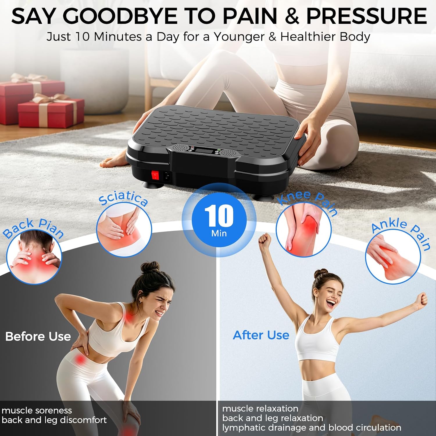 AUCT 18352 - $70 Vibration Plate Exercise Machine, Curved Vibration Plate for Lymphatic Drainage Weight - Image 2