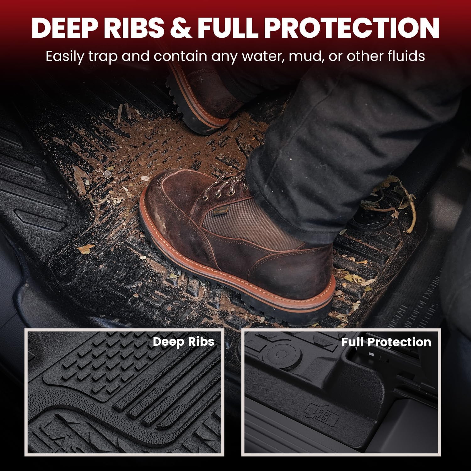 AUCT 18033 - $115 LASFIT Floor Mats for RAM 1500 2013-2018 & 1500 Classic 2019-2024 Quad Cab | Fits Buc - Image 4