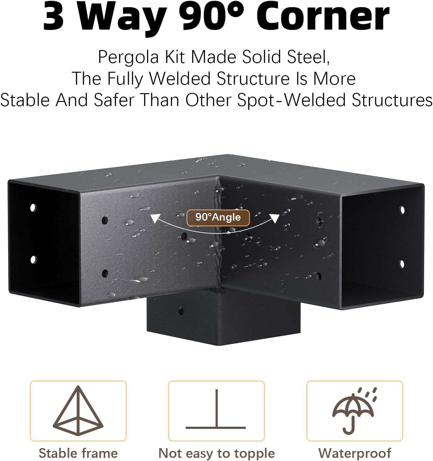 AUCT 18712 - $52 Pergola Brackets, Heavy Duty 3-Way Pergola Kit for 4"x 4" (Actual 3.5" X 3.5") Lumber, - Image 3