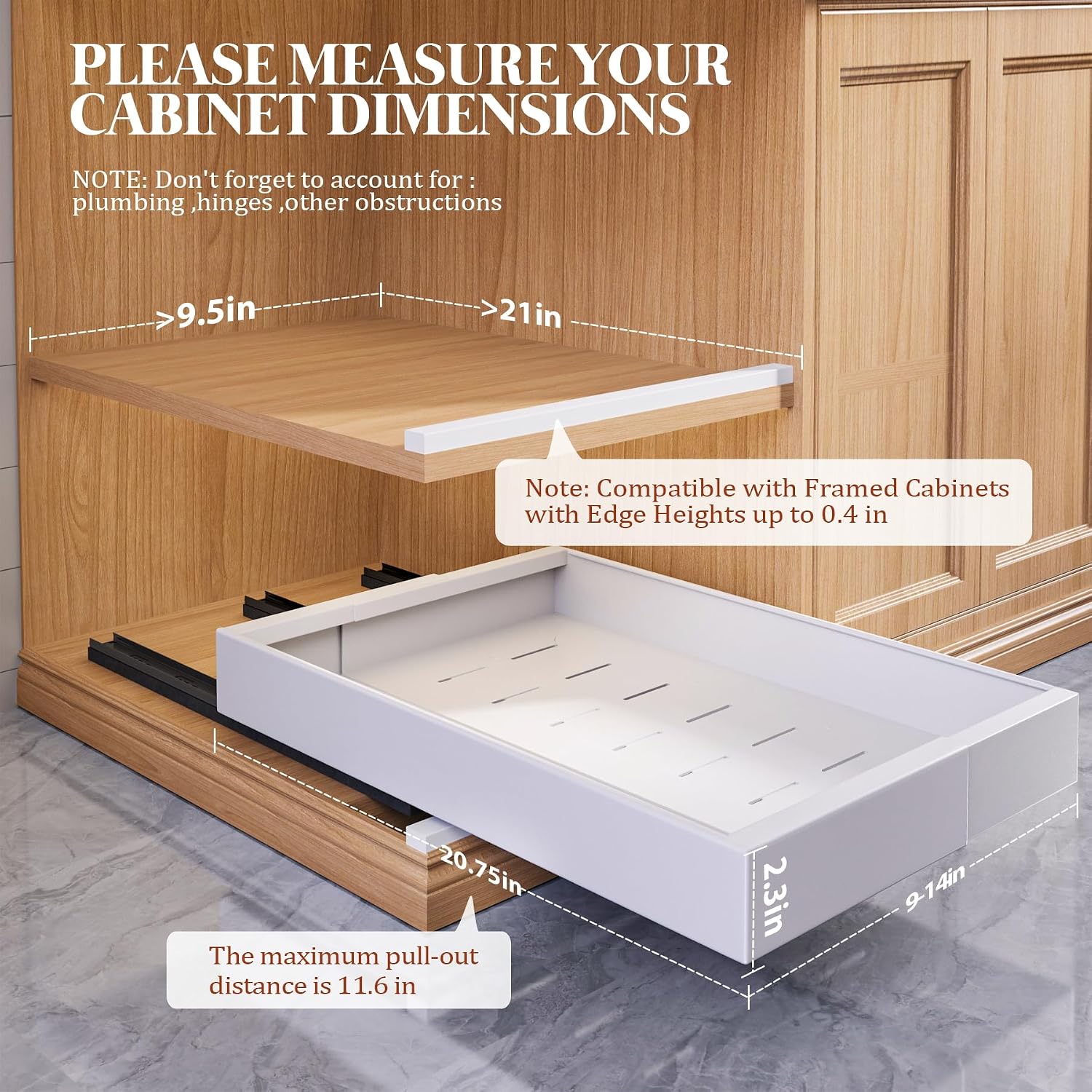 AUCT 20130 - $130 Seinloes 4 Pack Expandable Pull Out Cabinet Organizer 21" Deep With Raising Pad for F - Image 3