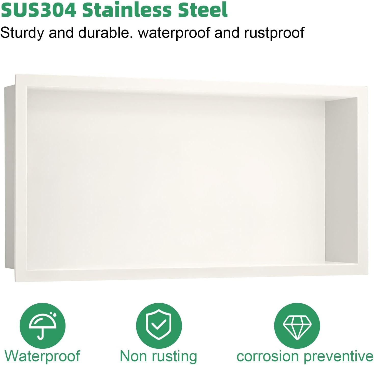 AUCT 18389 - $79 SaniteModar Stainless Steel Shower Niche Insert 24" x 12" Warm White | No Tile Needed, - Image 4