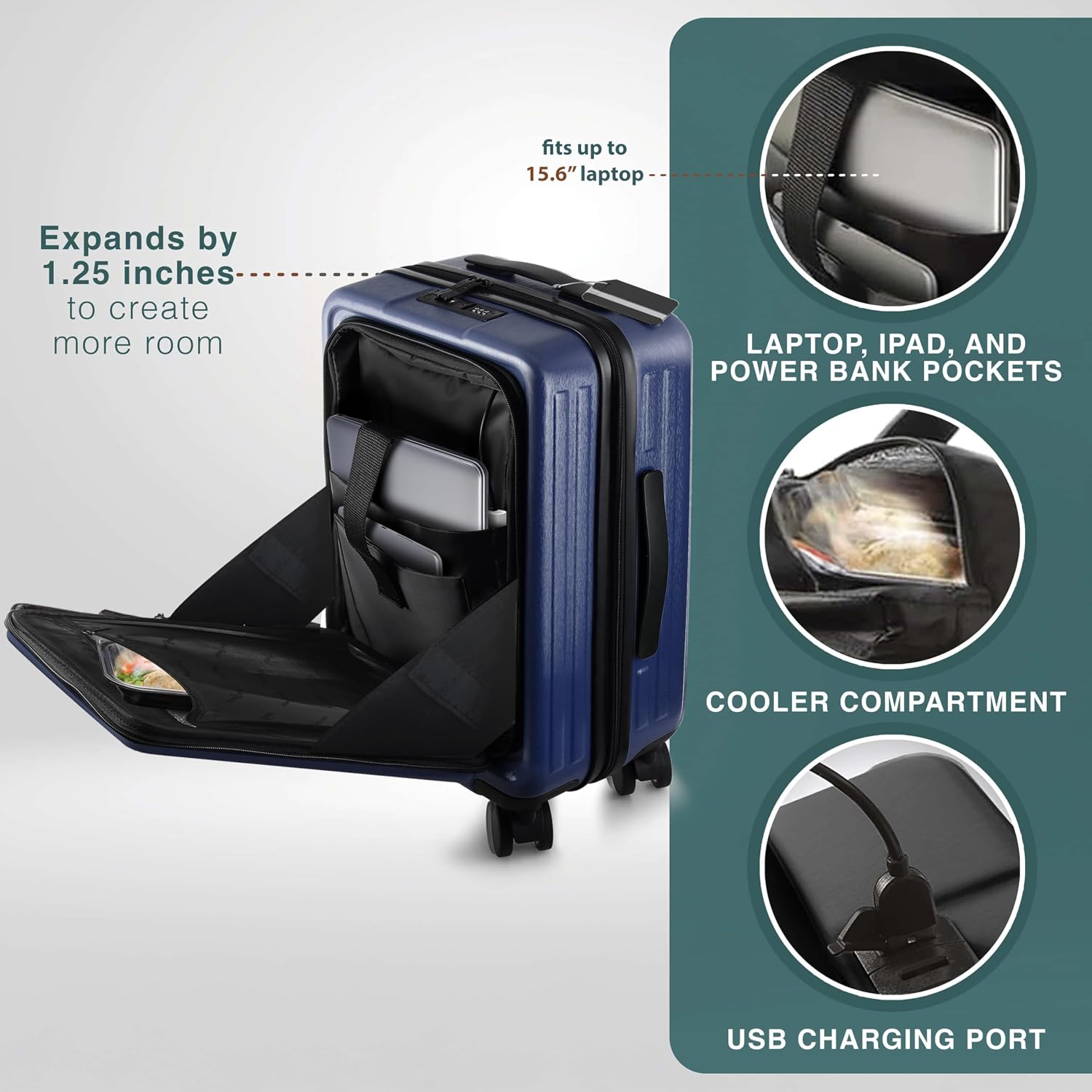 AUCT 19646 - $168 TRAVELARIM 3 Piece Luggage Sets, 20 Inch Carry On Luggage, 24 Inch Suitcase - Image 4
