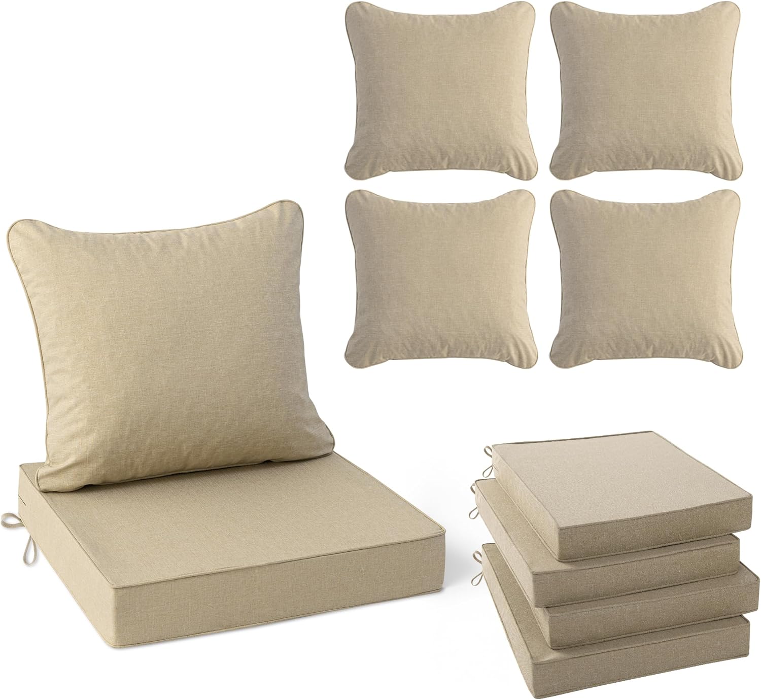 AUCT 20157 - $112 Summsun Outdoor Chair Cushions Set of 4, Faux Linen Patio Furniture Cushions, Water R