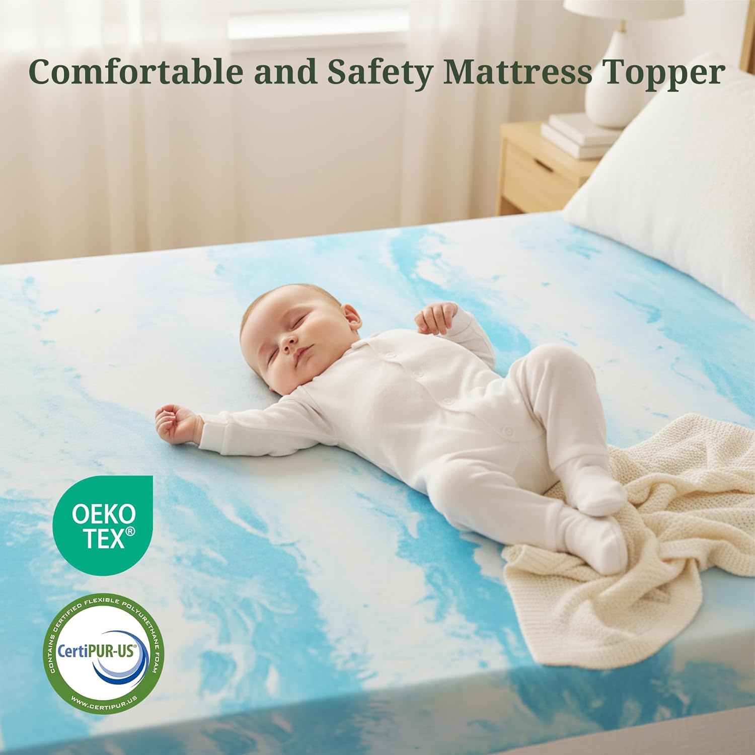 AUCT 19744 - $64 4 Inch Queen Mattress Topper, Ventilated Gel Memory Foam Mattress Pad - Image 4