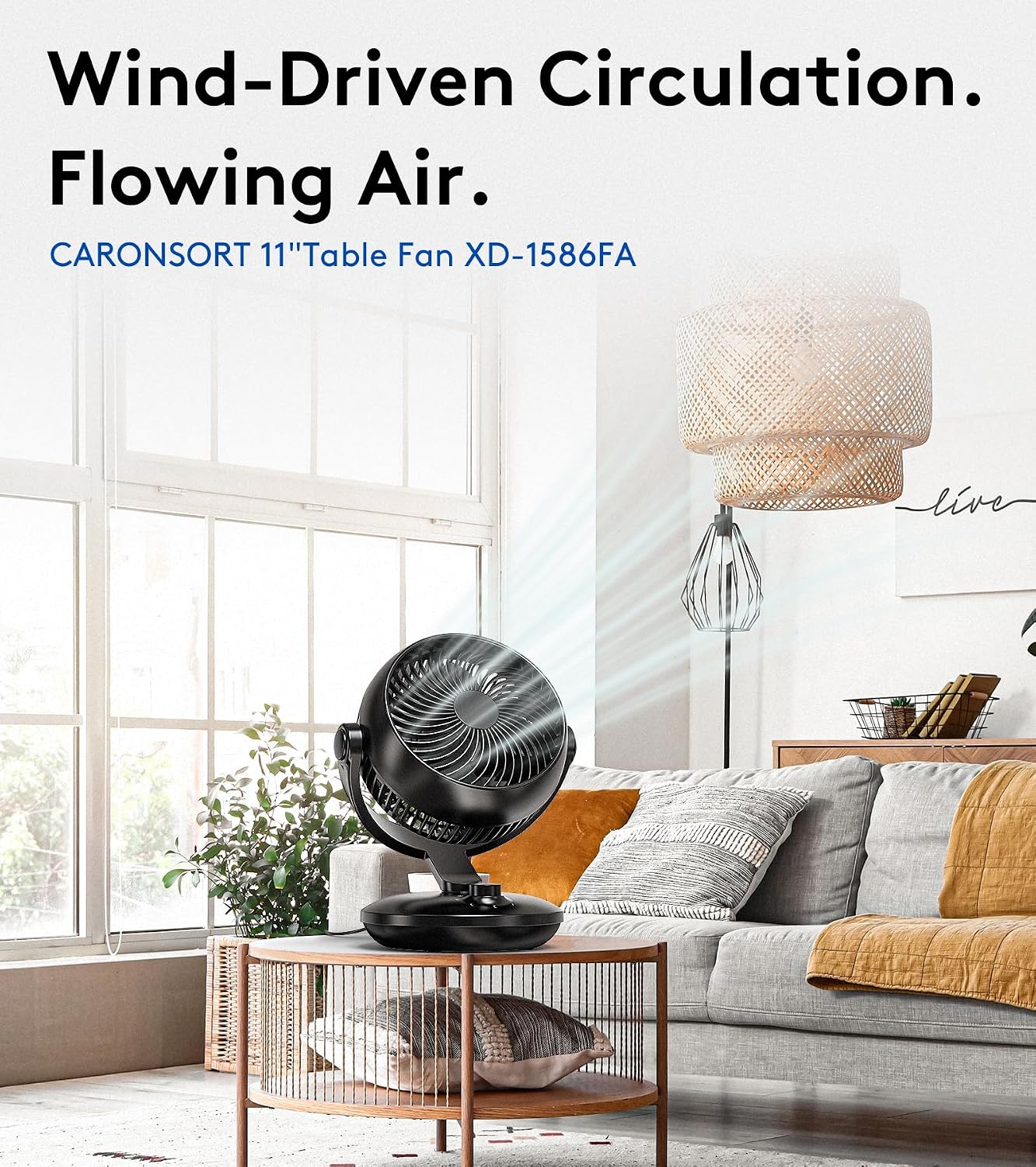 AUCT 18447 - CARONSORT Desk Oscillating Fan, AC Air Circulator Fan, 11 Inch Table Fans for Whole Room, - Image 2