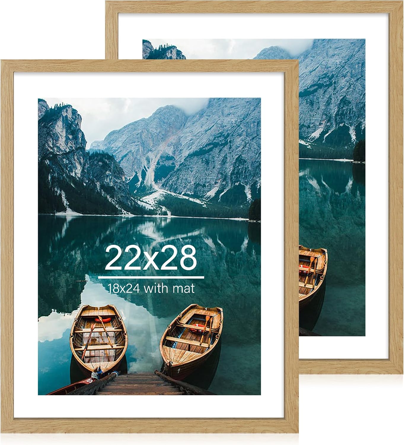AUCT 18350 - $57 Hongkee 22x28 Frame Set of 2, Natural Oak Wood Style - Display 18x24 Picture Frame wit