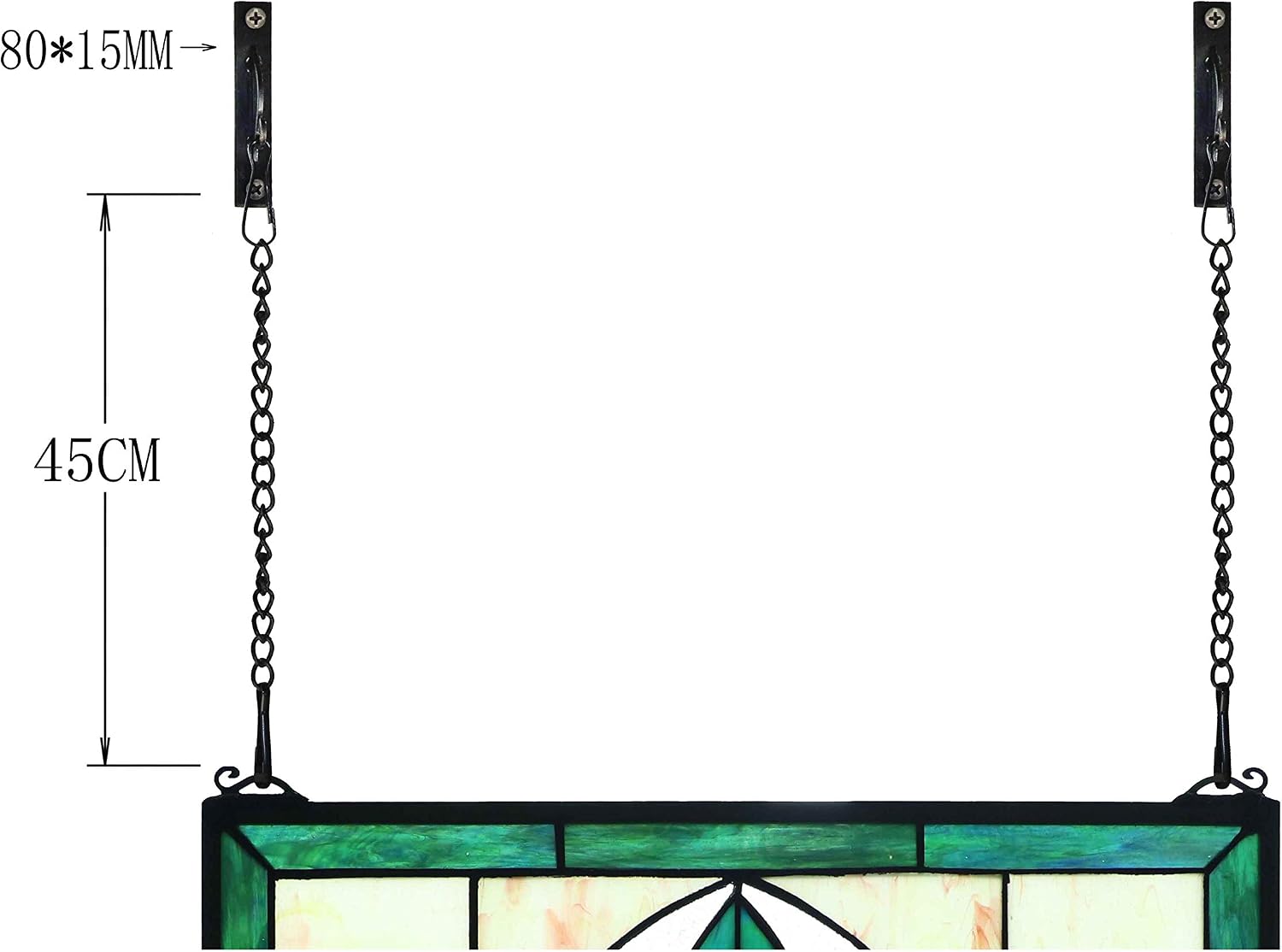 AUCT 18365 - $216 Yogoart Tiffany Style Stained Glass Window Hanging Panels Horizontal Transom Window 1 - Image 4