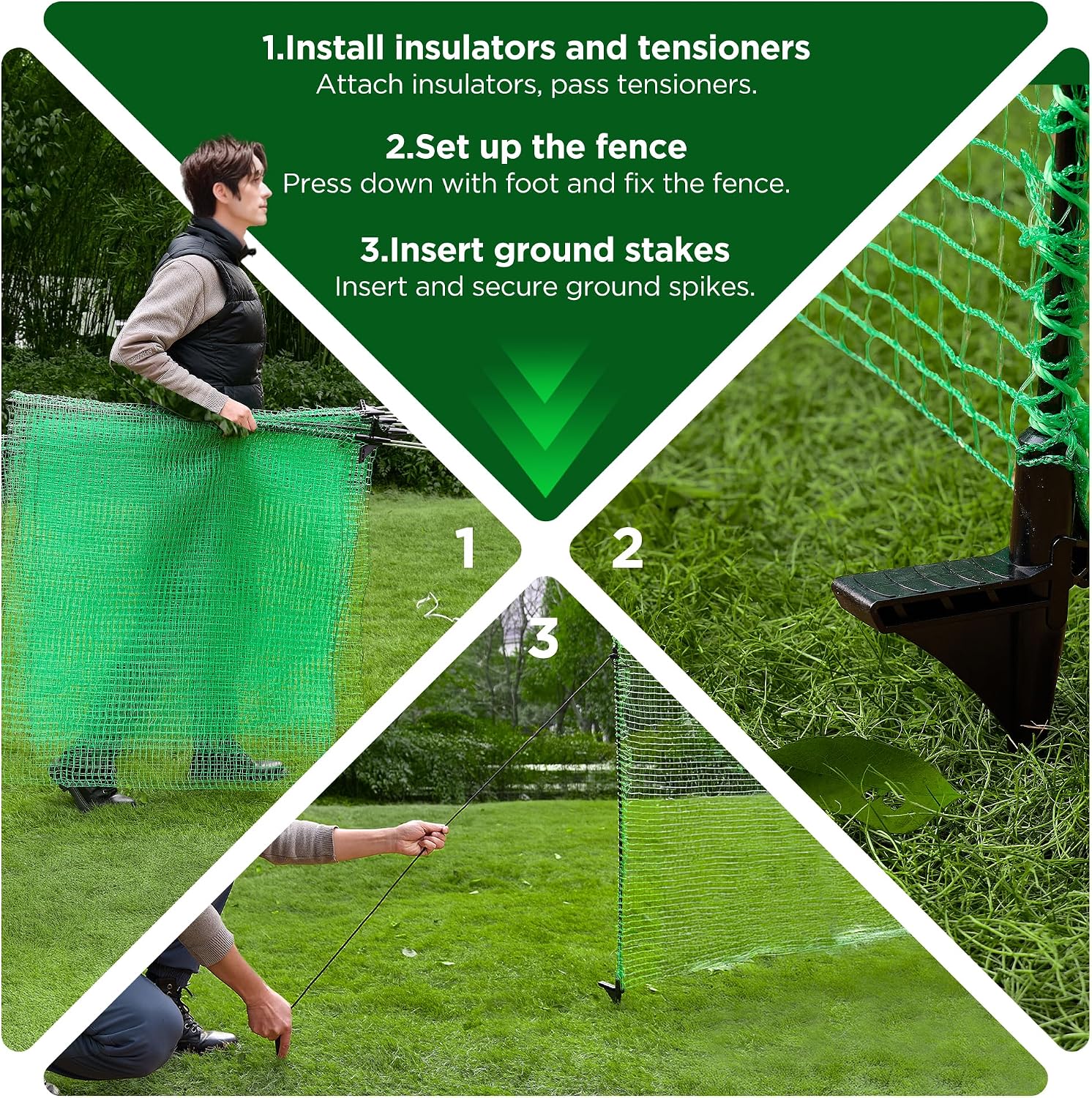 AUCT 17789 - $56 HIDALIFE Temporary Fence with Posts,3'x50' Safety Barrier for Dog Snow Plastic Mesh Fe - Image 3