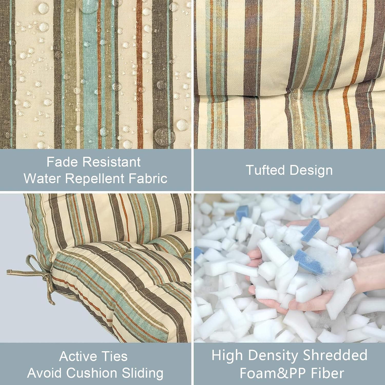 AUCT 18396 - $130 LVTXIII Outdoor Tufted High Back Cushions Set of 2 Patio Seasonal Replacement Rocking - Image 3
