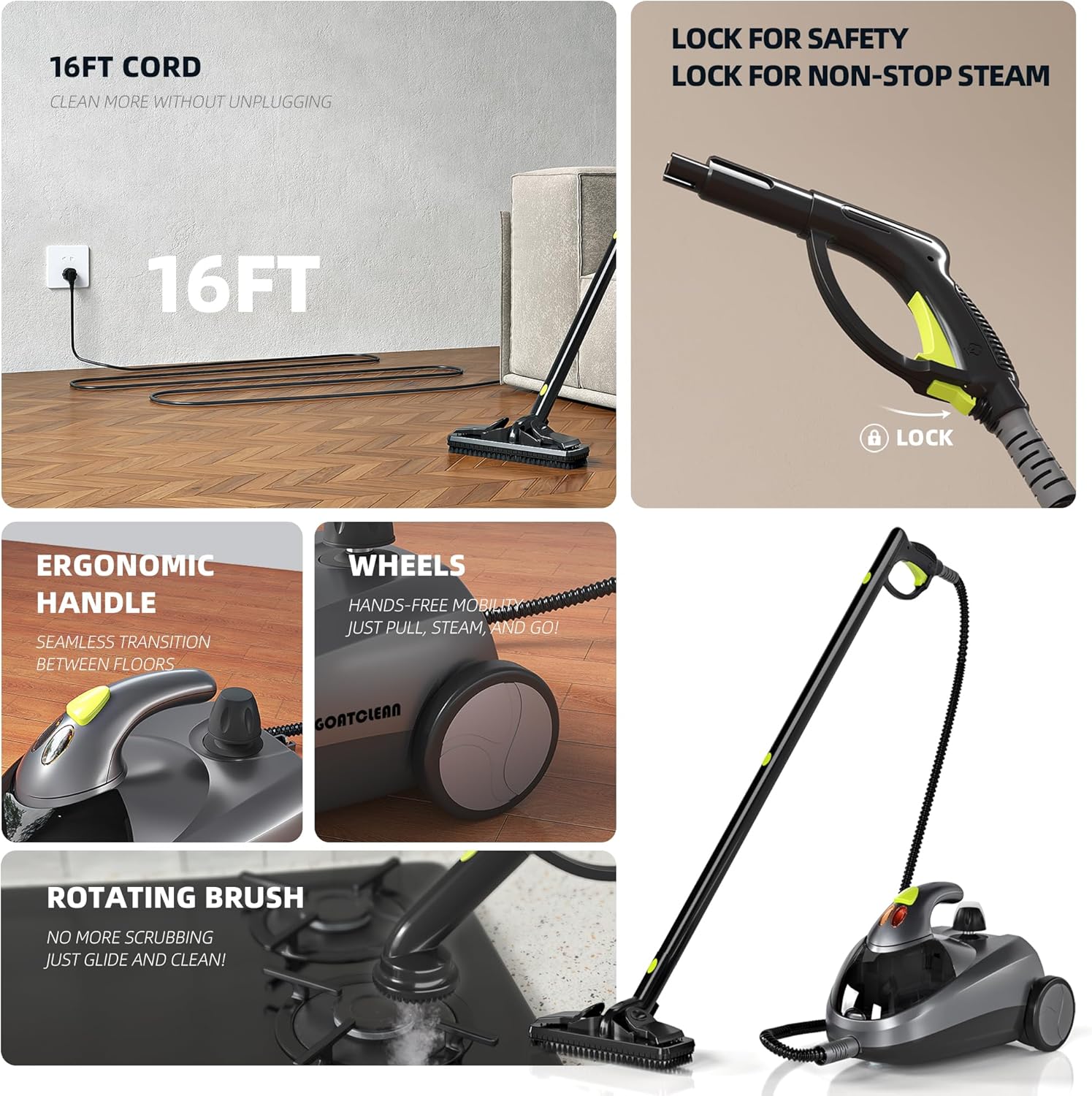 AUCT 19245 - $166 Heavy-Duty Steam Cleaner for Home, 1500W High Pressure - Image 4